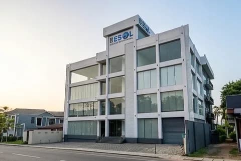 ESOL College International campus building at dawn