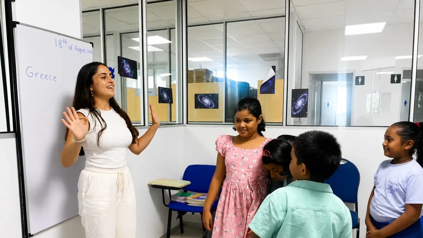 Primary Division students engaged in an English lesson at ESOL College International